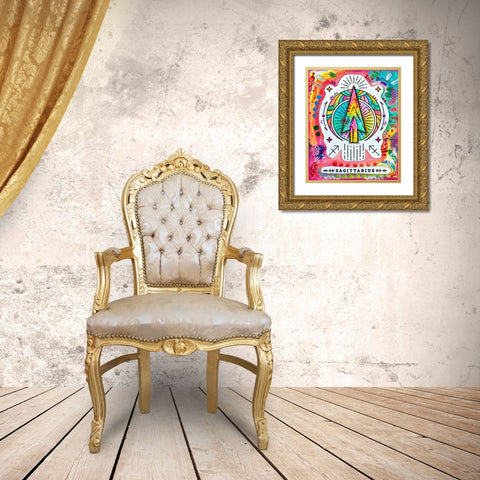Sagittarius Gold Ornate Wood Framed Art Print with Double Matting by Dean Russo Collection