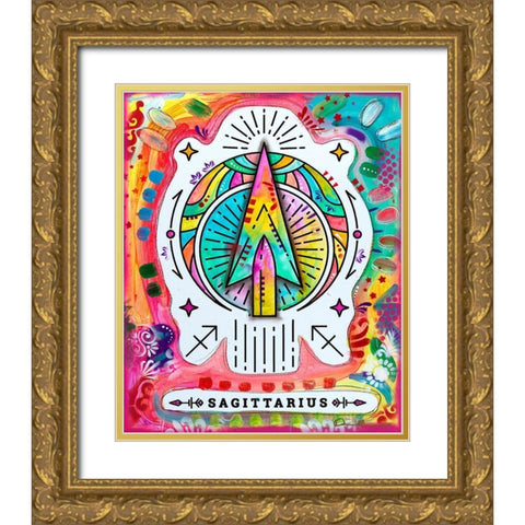 Sagittarius Gold Ornate Wood Framed Art Print with Double Matting by Dean Russo Collection