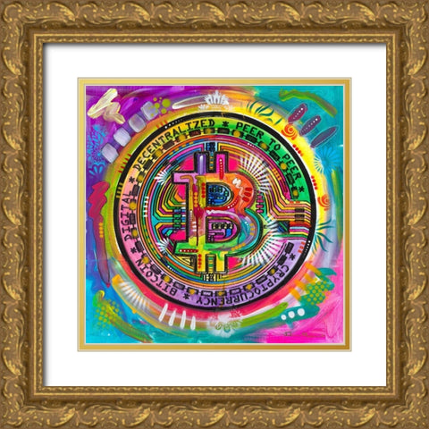 Bitcoin Gold Ornate Wood Framed Art Print with Double Matting by Dean Russo Collection