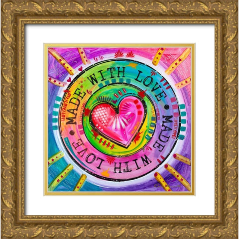 Made with Love Gold Ornate Wood Framed Art Print with Double Matting by Dean Russo Collection