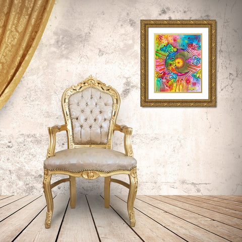 Moon Gold Ornate Wood Framed Art Print with Double Matting by Dean Russo Collection