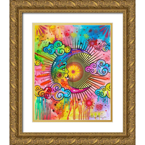 Moon Gold Ornate Wood Framed Art Print with Double Matting by Dean Russo Collection