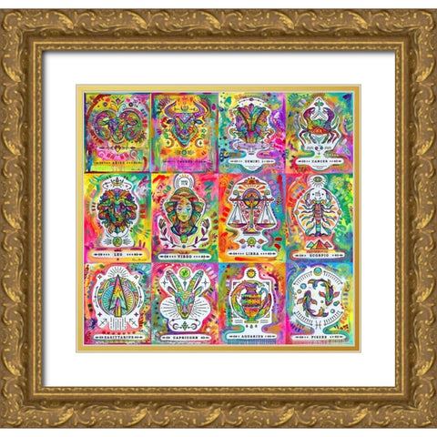 Zodiac Calendar Gold Ornate Wood Framed Art Print with Double Matting by Dean Russo Collection