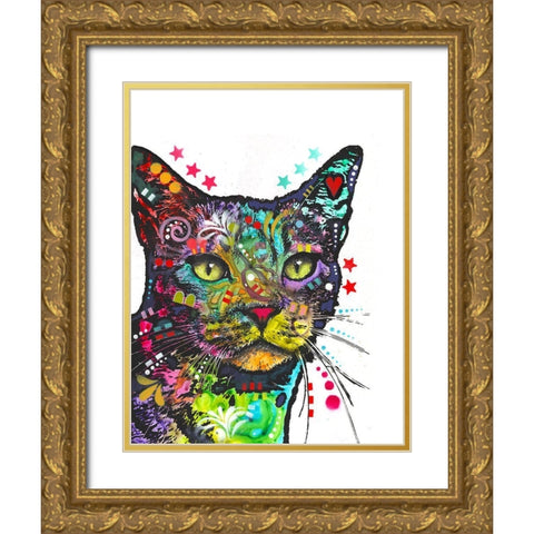 Green Eyes Gold Ornate Wood Framed Art Print with Double Matting by Dean Russo Collection
