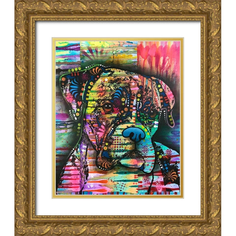 A Serious Boxer Gold Ornate Wood Framed Art Print with Double Matting by Dean Russo Collection
