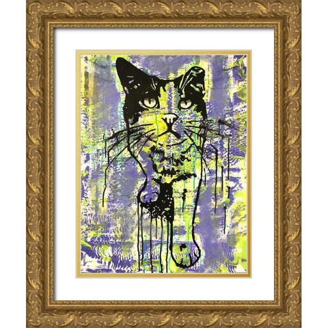 Baby Cat Gold Ornate Wood Framed Art Print with Double Matting by Dean Russo Collection