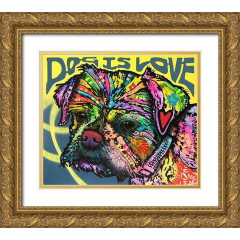 Dog Is Love (Heart) Gold Ornate Wood Framed Art Print with Double Matting by Dean Russo Collection