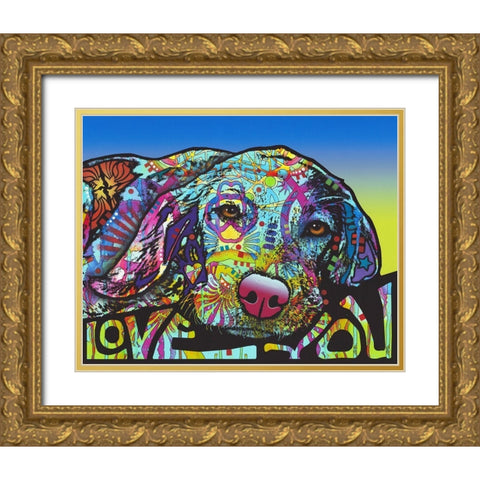 Love You Hound Gold Ornate Wood Framed Art Print with Double Matting by Dean Russo Collection