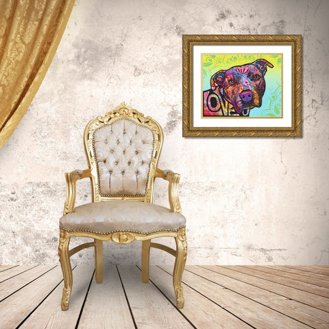 Love You Pit Bull Gold Ornate Wood Framed Art Print with Double Matting by Dean Russo Collection