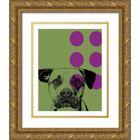 Spot Green Gold Ornate Wood Framed Art Print with Double Matting by Dean Russo Collection