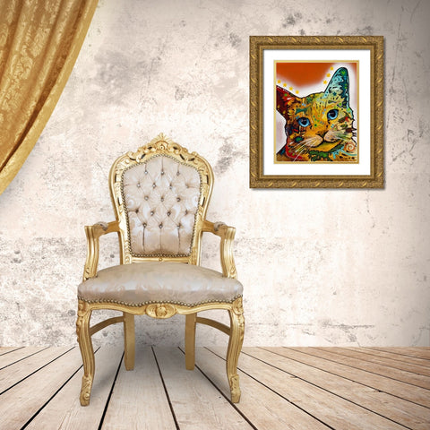 Tilt Cat Earth Tone Gold Ornate Wood Framed Art Print with Double Matting by Dean Russo Collection