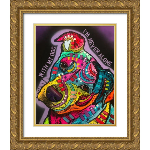 With My Dog Gold Ornate Wood Framed Art Print with Double Matting by Dean Russo Collection