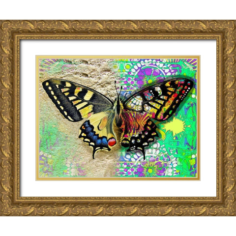 Exposed Butterfly Gold Ornate Wood Framed Art Print with Double Matting by Dean Russo Collection