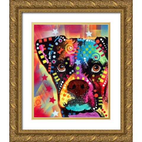 Boxer Cubism Gold Ornate Wood Framed Art Print with Double Matting by Dean Russo Collection