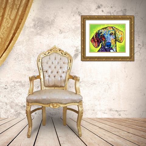 Dachshund Gold Ornate Wood Framed Art Print with Double Matting by Dean Russo Collection