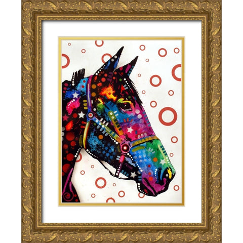 Horse Gold Ornate Wood Framed Art Print with Double Matting by Dean Russo Collection