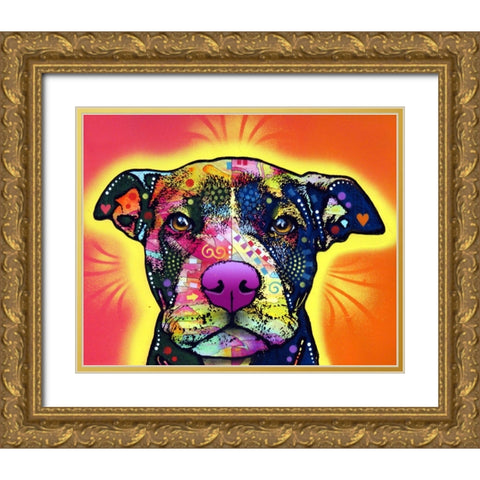 Love A Bull Gold Ornate Wood Framed Art Print with Double Matting by Dean Russo Collection