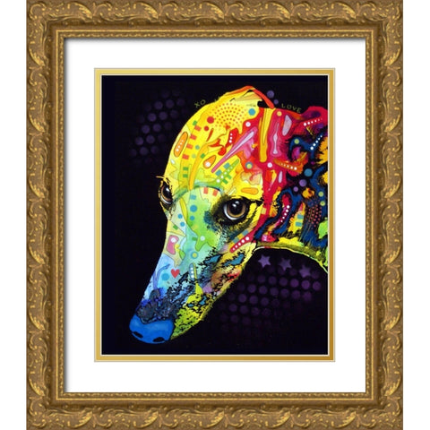 Greyhound Gold Ornate Wood Framed Art Print with Double Matting by Dean Russo Collection