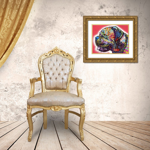 Profile Mastiff Gold Ornate Wood Framed Art Print with Double Matting by Dean Russo Collection