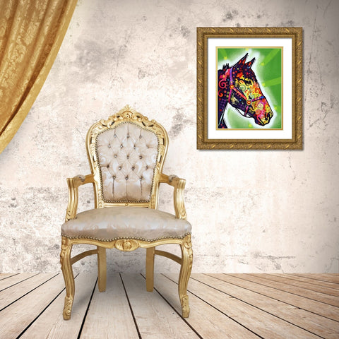 Horse Gold Ornate Wood Framed Art Print with Double Matting by Dean Russo Collection