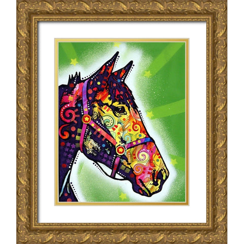 Horse Gold Ornate Wood Framed Art Print with Double Matting by Dean Russo Collection
