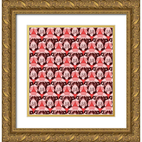 Love A Bull Pattern 1 Gold Ornate Wood Framed Art Print with Double Matting by Dean Russo Collection