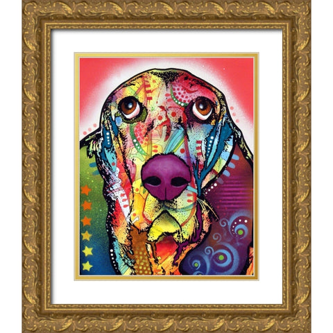Basset Gold Ornate Wood Framed Art Print with Double Matting by Dean Russo Collection