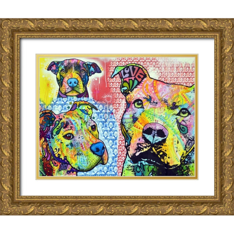 Thoughtful Pit Bull This Years Love 2013 Part 3 Gold Ornate Wood Framed Art Print with Double Matting by Dean Russo Collection