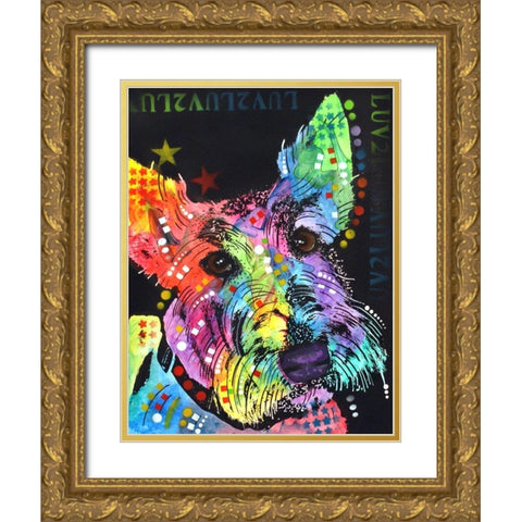 Scottish Terrier Gold Ornate Wood Framed Art Print with Double Matting by Dean Russo Collection
