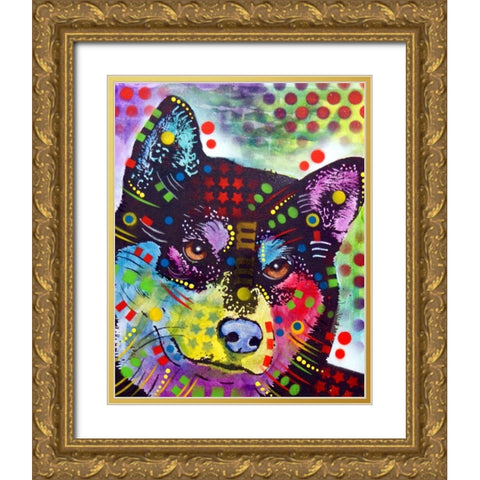 Shiba Inu Gold Ornate Wood Framed Art Print with Double Matting by Dean Russo Collection