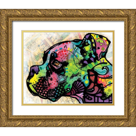 Profile Boxer Deco Gold Ornate Wood Framed Art Print with Double Matting by Dean Russo Collection
