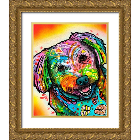 Daisy Gold Ornate Wood Framed Art Print with Double Matting by Dean Russo Collection