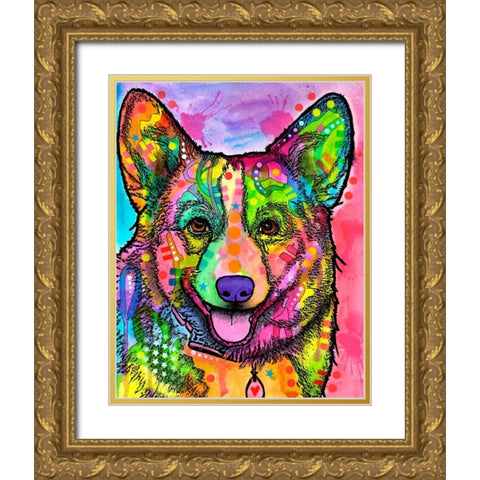 Corgi II Gold Ornate Wood Framed Art Print with Double Matting by Dean Russo Collection