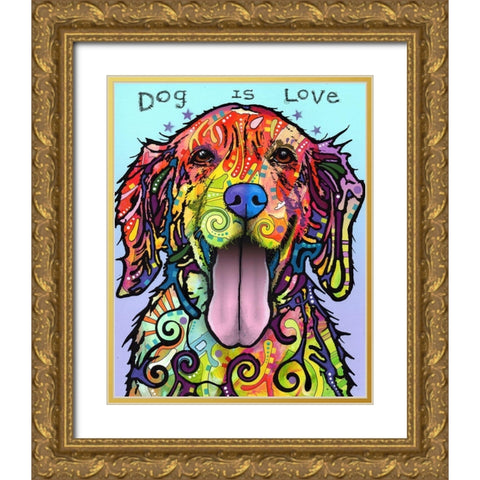 Dog Is Love Gold Ornate Wood Framed Art Print with Double Matting by Dean Russo Collection