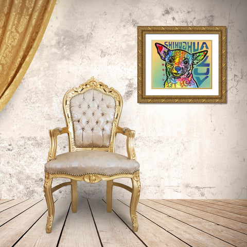 Chihuahua Luv Gold Ornate Wood Framed Art Print with Double Matting by Dean Russo Collection