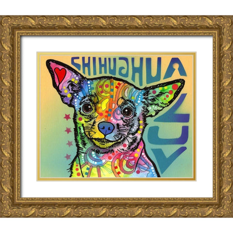 Chihuahua Luv Gold Ornate Wood Framed Art Print with Double Matting by Dean Russo Collection