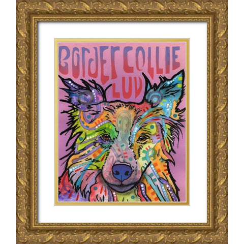 Border Collie Love 2 Gold Ornate Wood Framed Art Print with Double Matting by Dean Russo Collection