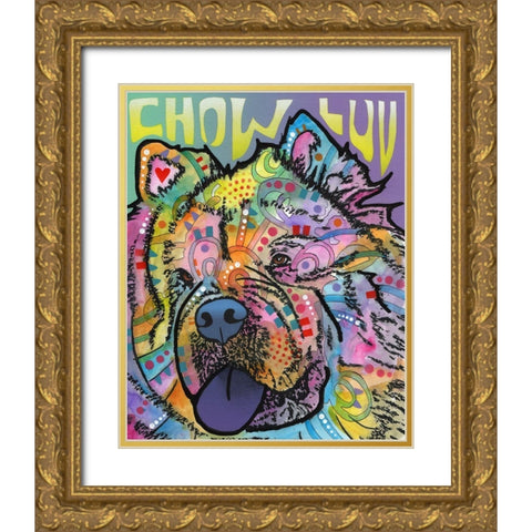 Chow Love Gold Ornate Wood Framed Art Print with Double Matting by Dean Russo Collection