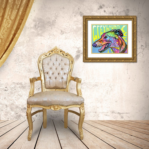 Greyhound Luv Gold Ornate Wood Framed Art Print with Double Matting by Dean Russo Collection