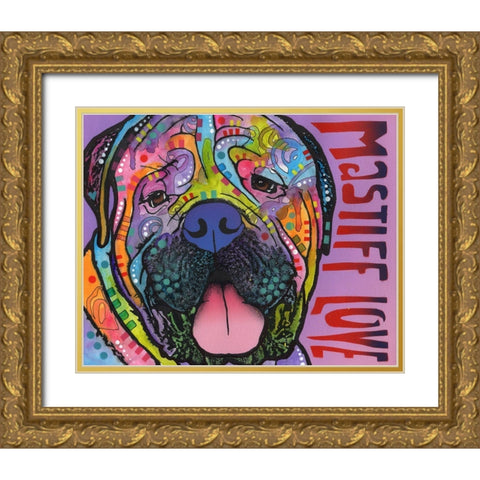 Mastiff Love Gold Ornate Wood Framed Art Print with Double Matting by Dean Russo Collection