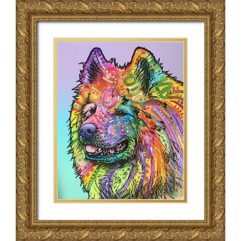 Samoyed Gold Ornate Wood Framed Art Print with Double Matting by Dean Russo Collection