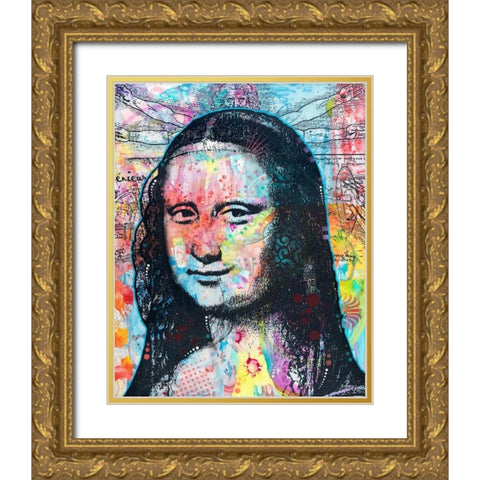 Mona Lisa with David on Top Gold Ornate Wood Framed Art Print with Double Matting by Dean Russo Collection