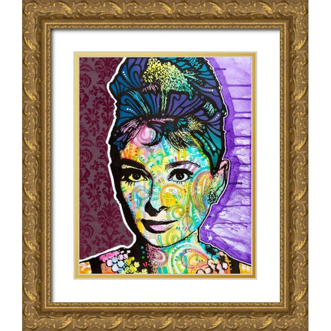 Audrey 2 Gold Ornate Wood Framed Art Print with Double Matting by Dean Russo Collection