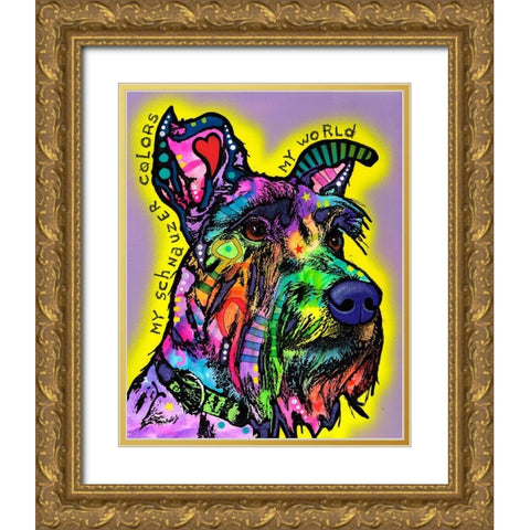 My Schnauzer Gold Ornate Wood Framed Art Print with Double Matting by Dean Russo Collection