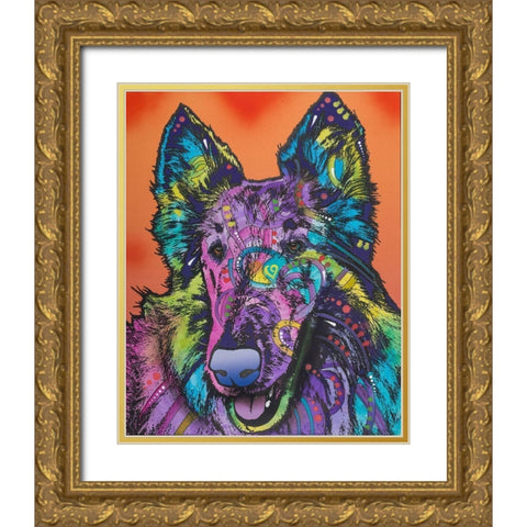 Ava Gold Ornate Wood Framed Art Print with Double Matting by Dean Russo Collection