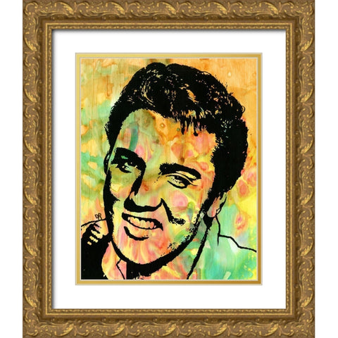 Elvis 3 Gold Ornate Wood Framed Art Print with Double Matting by Dean Russo Collection