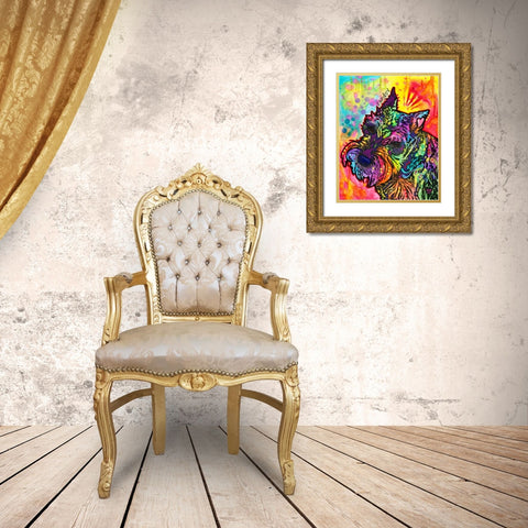 Freddy the Schnauzer Gold Ornate Wood Framed Art Print with Double Matting by Dean Russo Collection