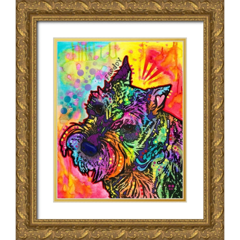 Freddy the Schnauzer Gold Ornate Wood Framed Art Print with Double Matting by Dean Russo Collection