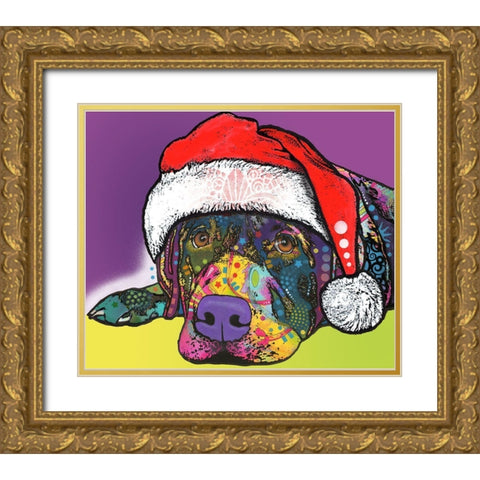 Savvy Labrador Christmas Gold Ornate Wood Framed Art Print with Double Matting by Dean Russo Collection