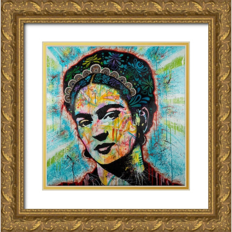 Frida Gold Ornate Wood Framed Art Print with Double Matting by Dean Russo Collection